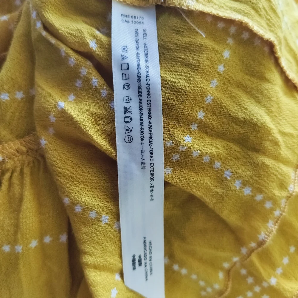 Free People Intimately Marigold Yellow w/ White Stars Snap Front Sundress Small